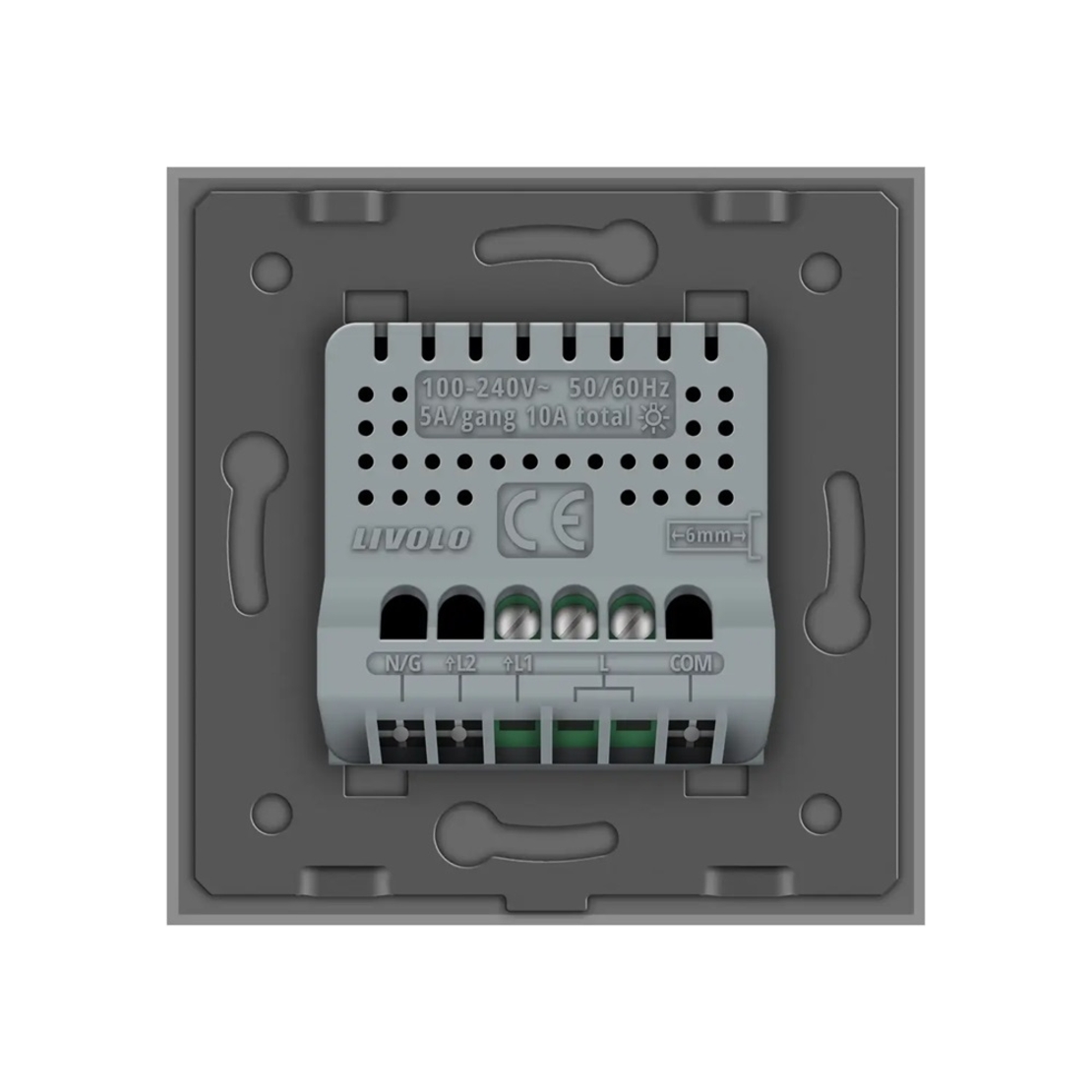 Intrerupator Simplu cu Variator si Touch LIVOLO din Sticla - Protocol ZigBee EC, gri
