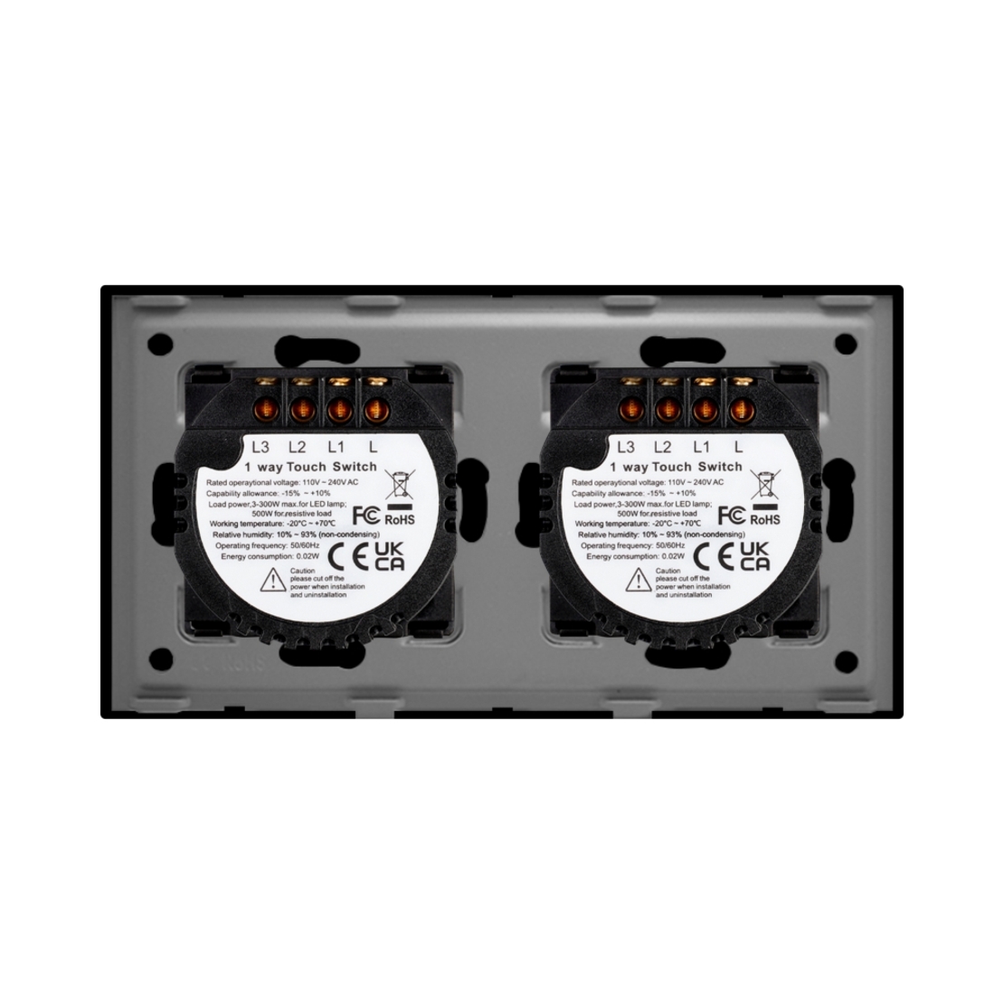 Intrerupator Triplu + Triplu cu Touch din Sticla LUXION, negru