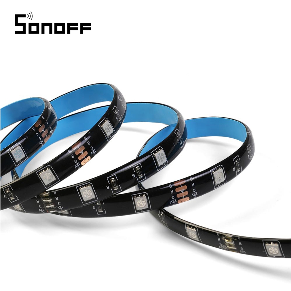 Banda inteligenta Wireless Light Strip LED RGB Sonoff L1, Lungime 2 m, Telecomanda inclusa, Control vocal, Control de pe telefonul mobil