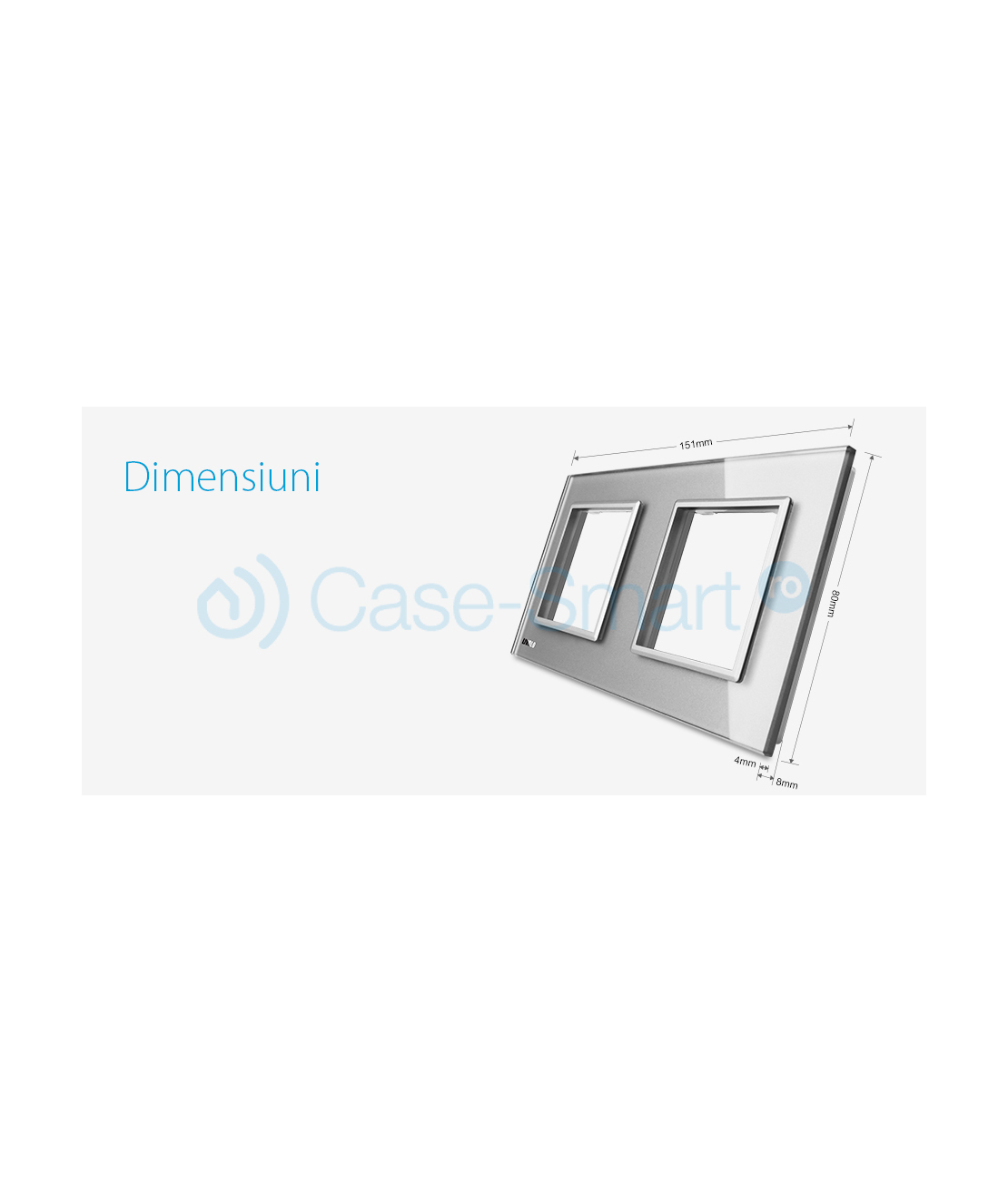 Rama priza dubla Livolo din sticla, gri