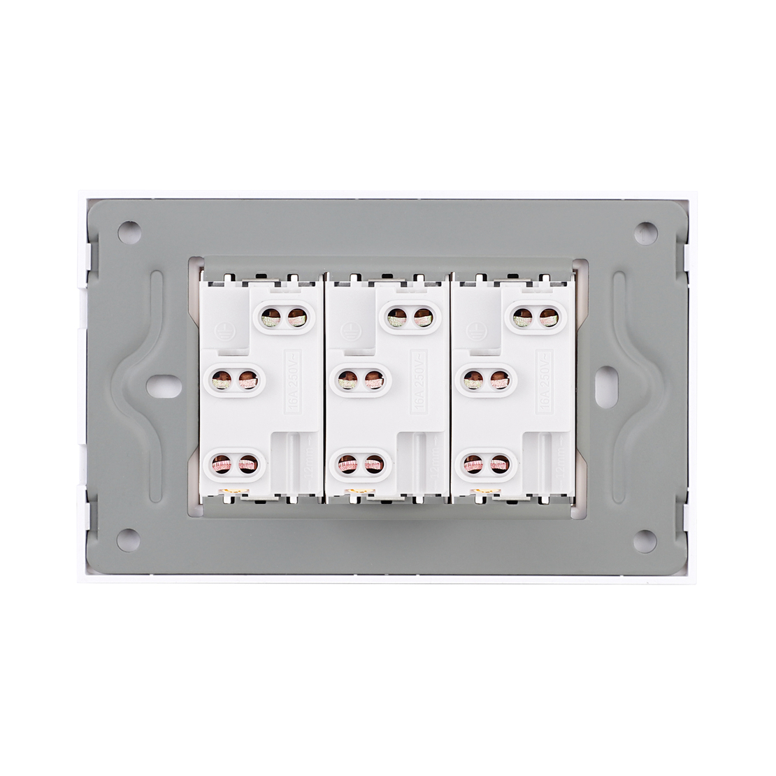 Priza Tripla cu Rama din Sticla LUXION, Standard Italian, 3M, auriu