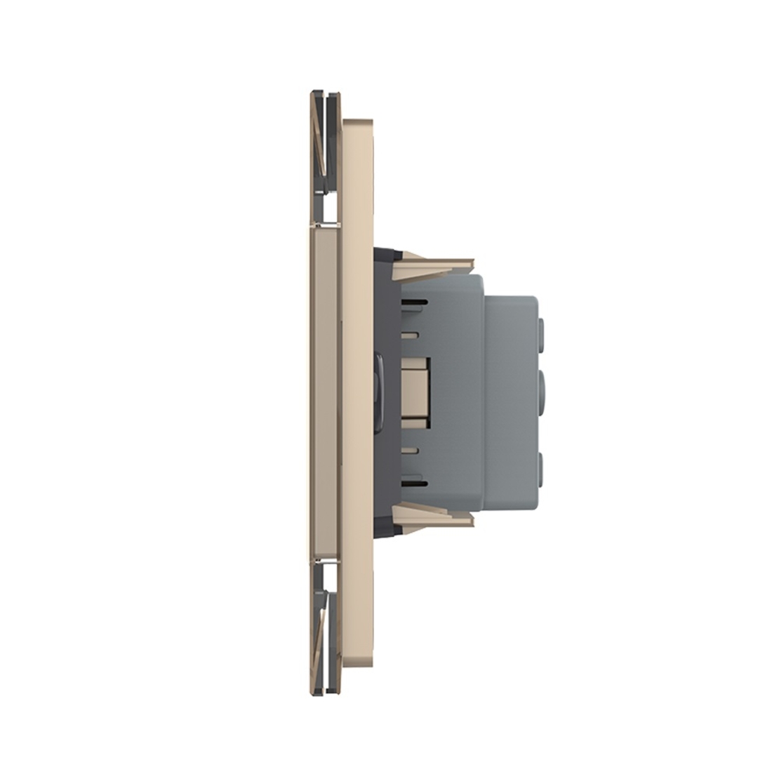 Priza simpla cu blank Livolo cu rama din sticla 3M, standard Italian, Serie noua, auriu