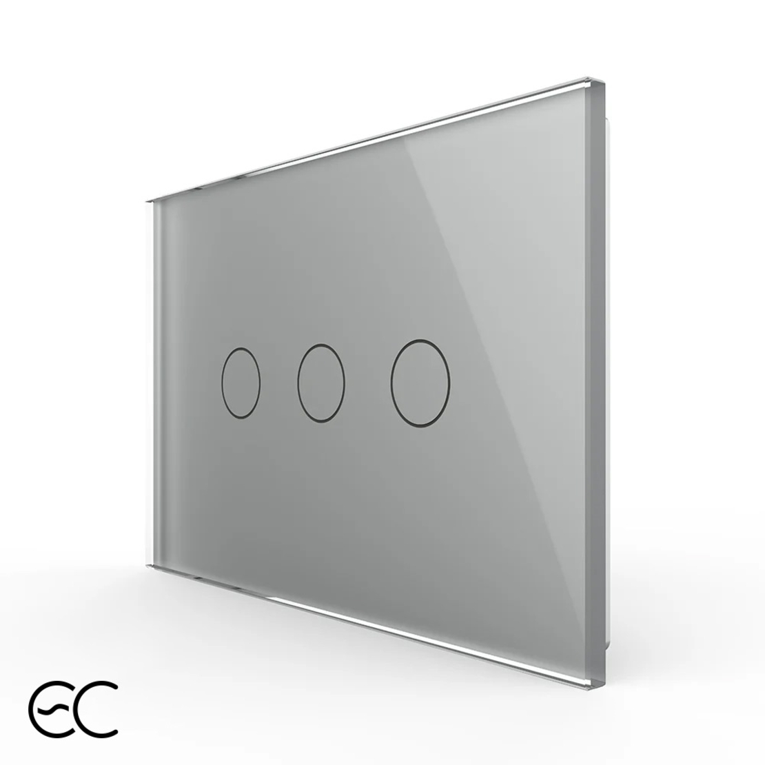 Intrerupator triplu cu touch Livolo din sticla, standard Italian, protocol ZigBee EC - Serie noua, gri