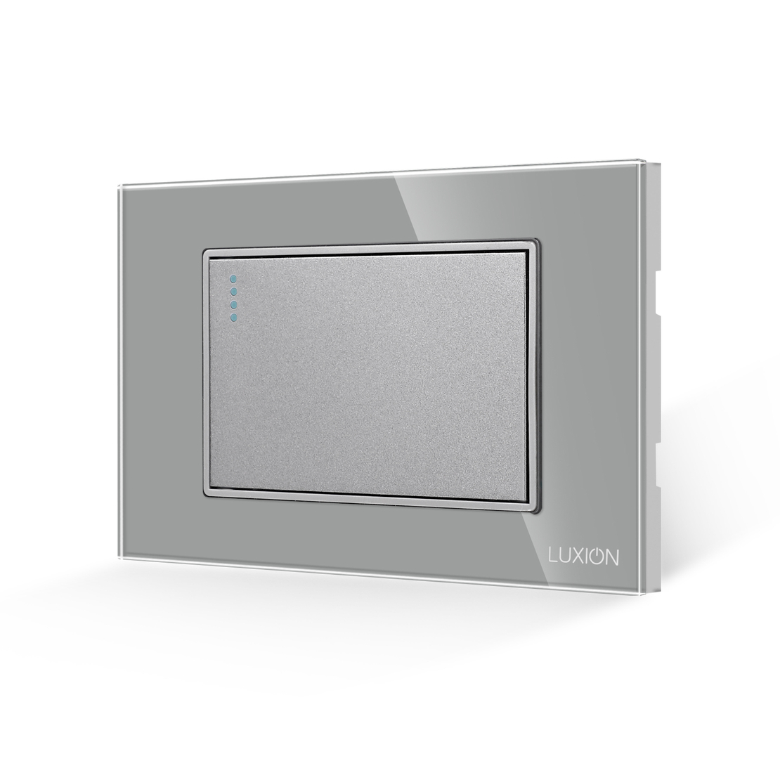 Intrerupator Simplu Mecanic LUXION cu Rama din Sticla, Standard Italian, 3M, gri