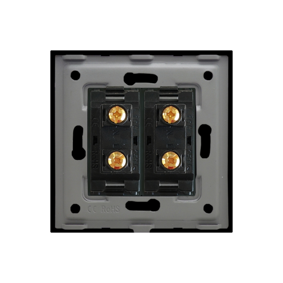 Priza Dubla cu Module Inguste cu Rama din Aluminiu LUXION, negru