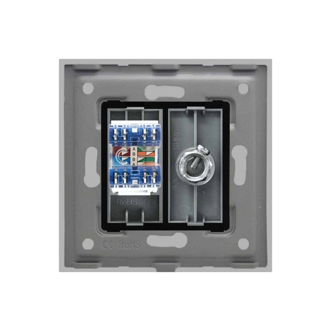 Priza TV + Internet cu Rama din Sticla LUXION, gri