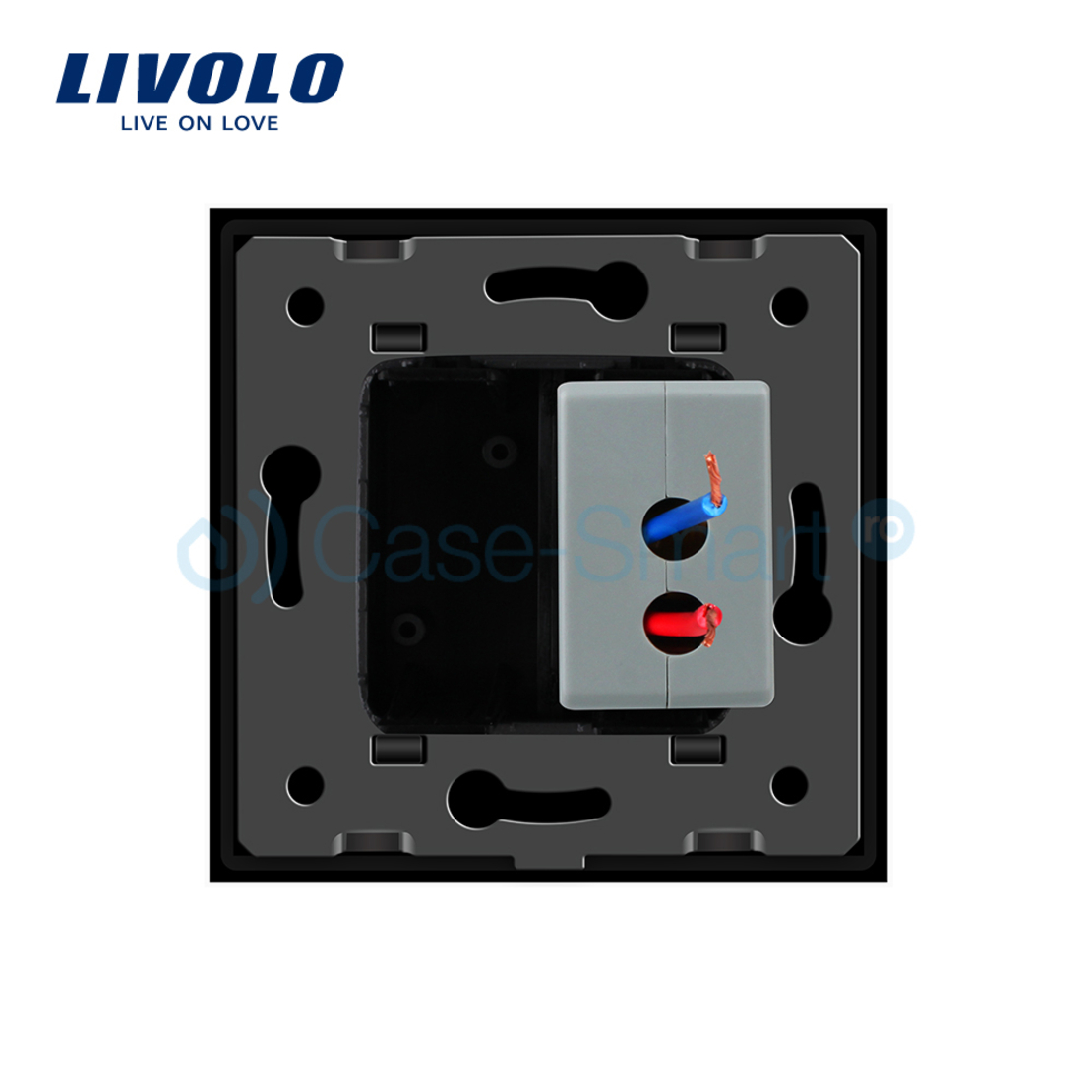 Priza USB Livolo cu rama din sticla, negru