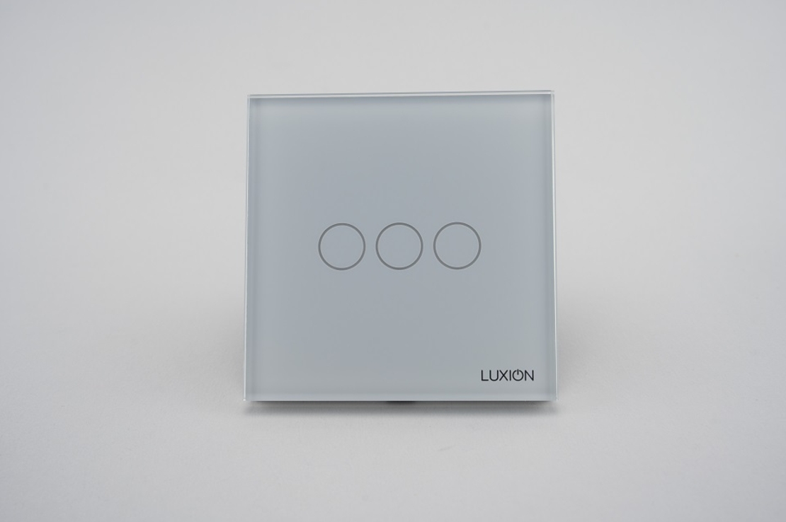Intrerupator Triplu cu Touch din Sticla LUXION, 500W, alb