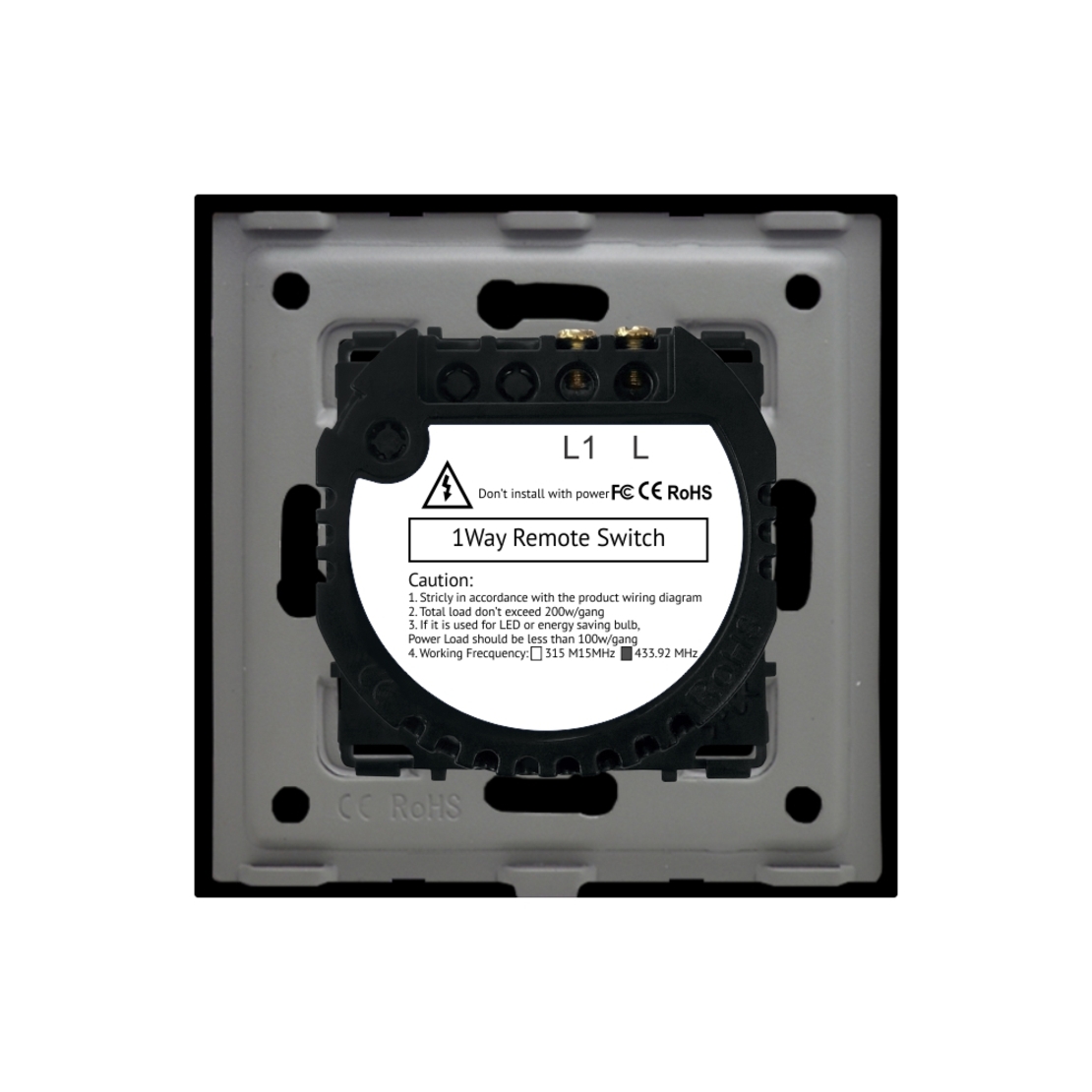 Intrerupator Simplu cu Touch din Sticla si Rama de Aluminiu LUXION, RF433, negru