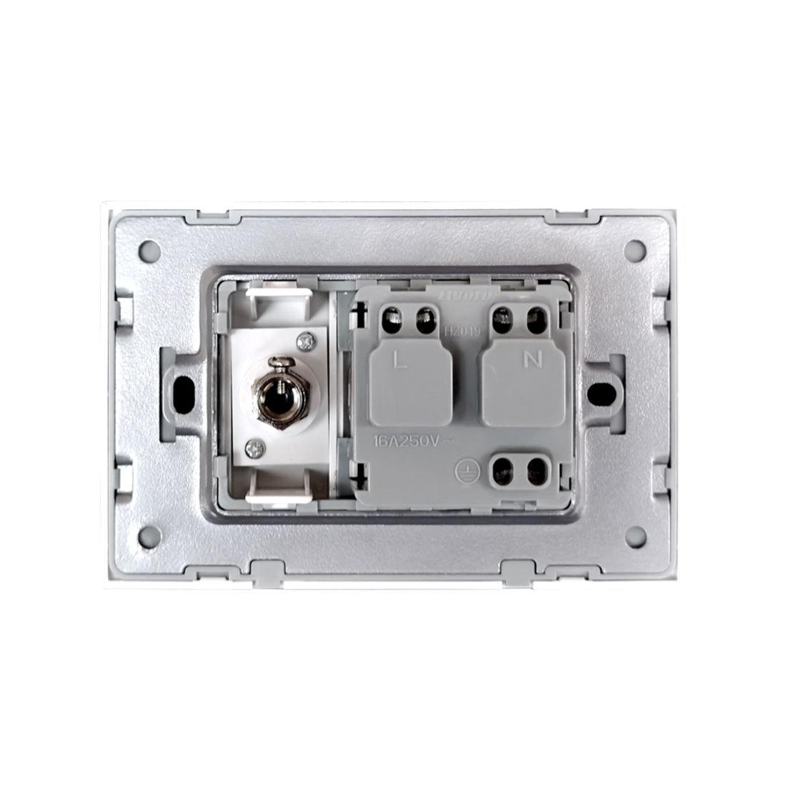 Priza simpla din rama de sticla Schuko cu TV Livolo, alb