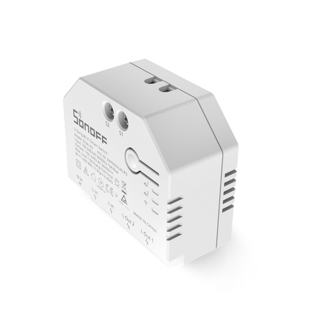 Releu Sonoff Dual R3 cu 2 canale, Programari, Wi-Fi 2.4 GHz, Contor energie
