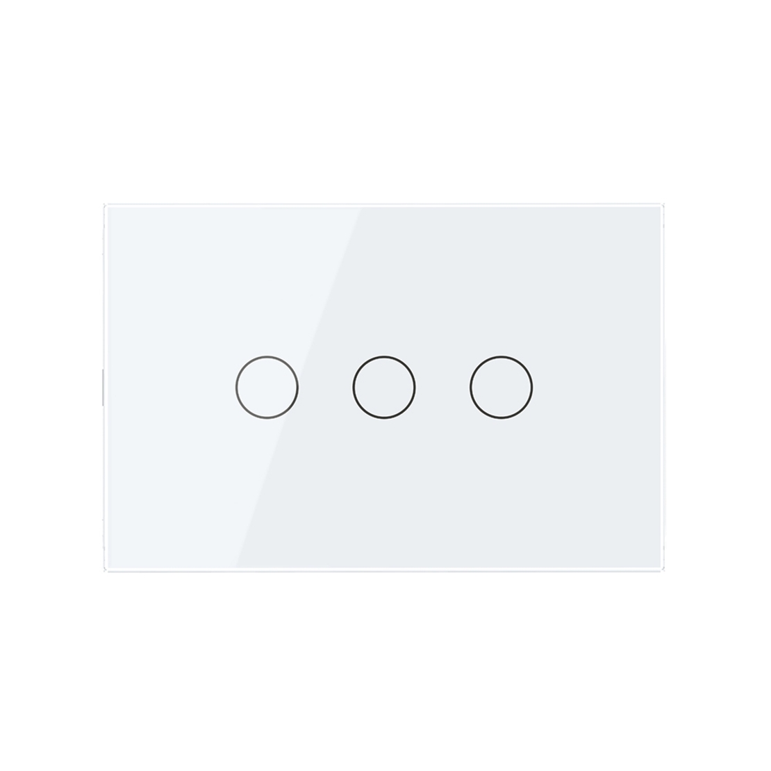 Intrerupator triplu cap scara / cruce cu touch Livolo din sticla, standard italian - Serie noua, alb