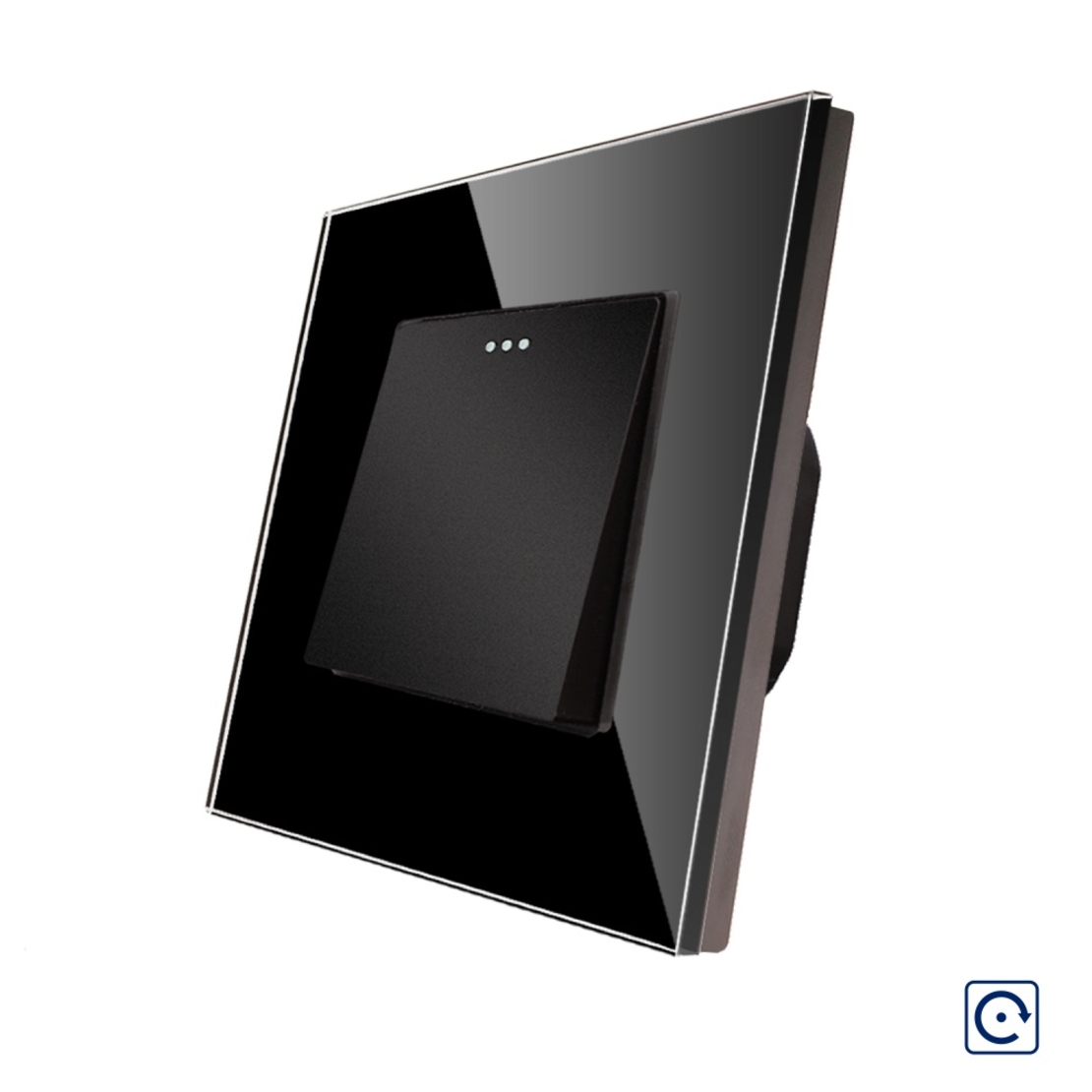Intrerupator Simplu Mecanic cu Reset / Revenire LUXION cu Rama din Sticla, negru