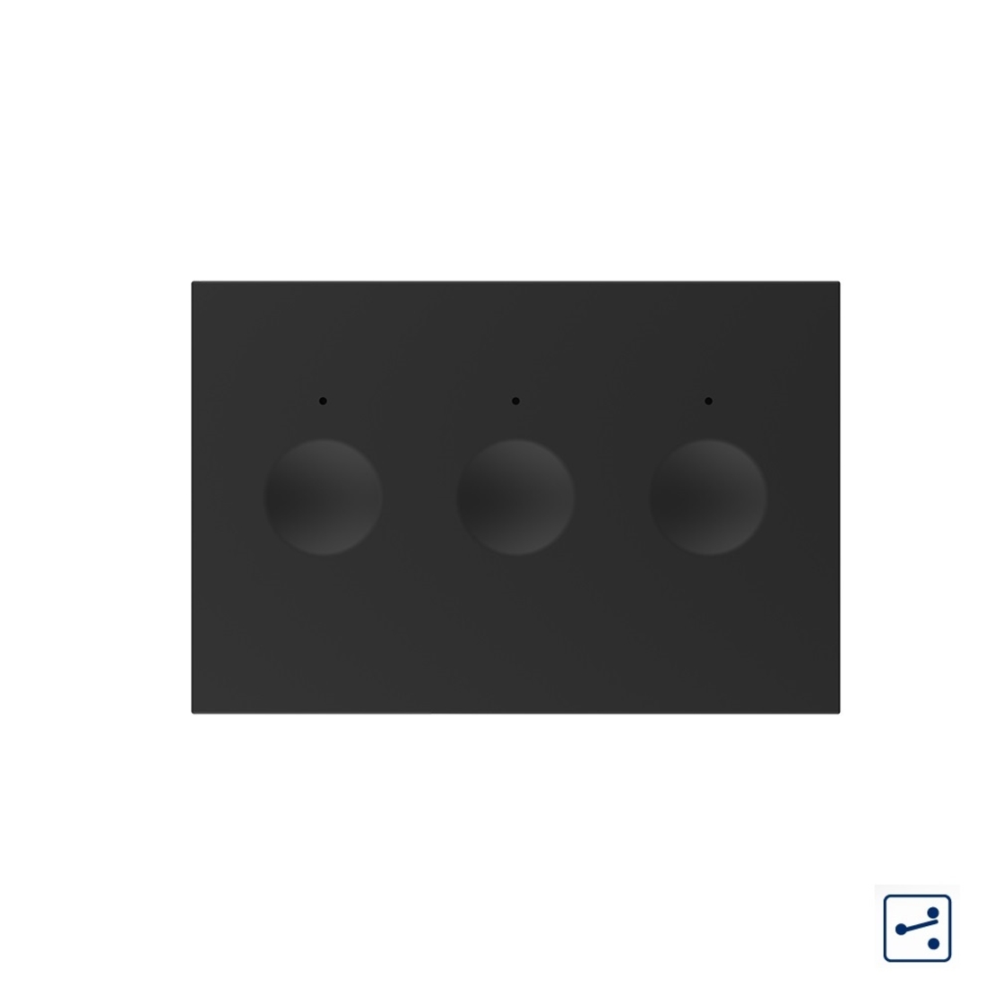 Modul intrerupator triplu cap scara / cap cruce cu touch Livolo standard Italian, Serie noua, negru