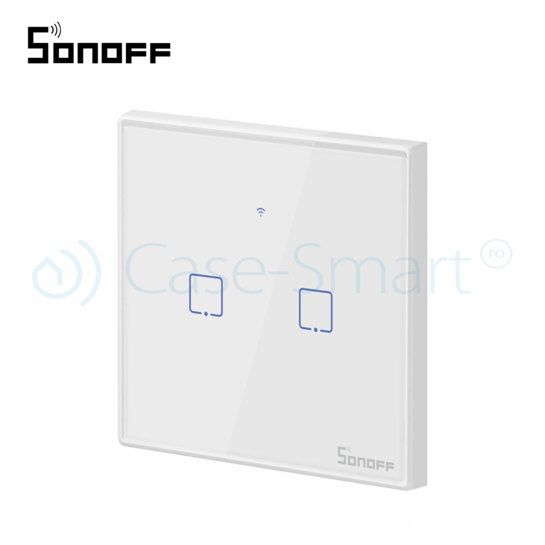 Intrerupator dublu cu touch Sonoff T2EU2C, Wi-Fi + RF, Control de pe telefonul mobil
