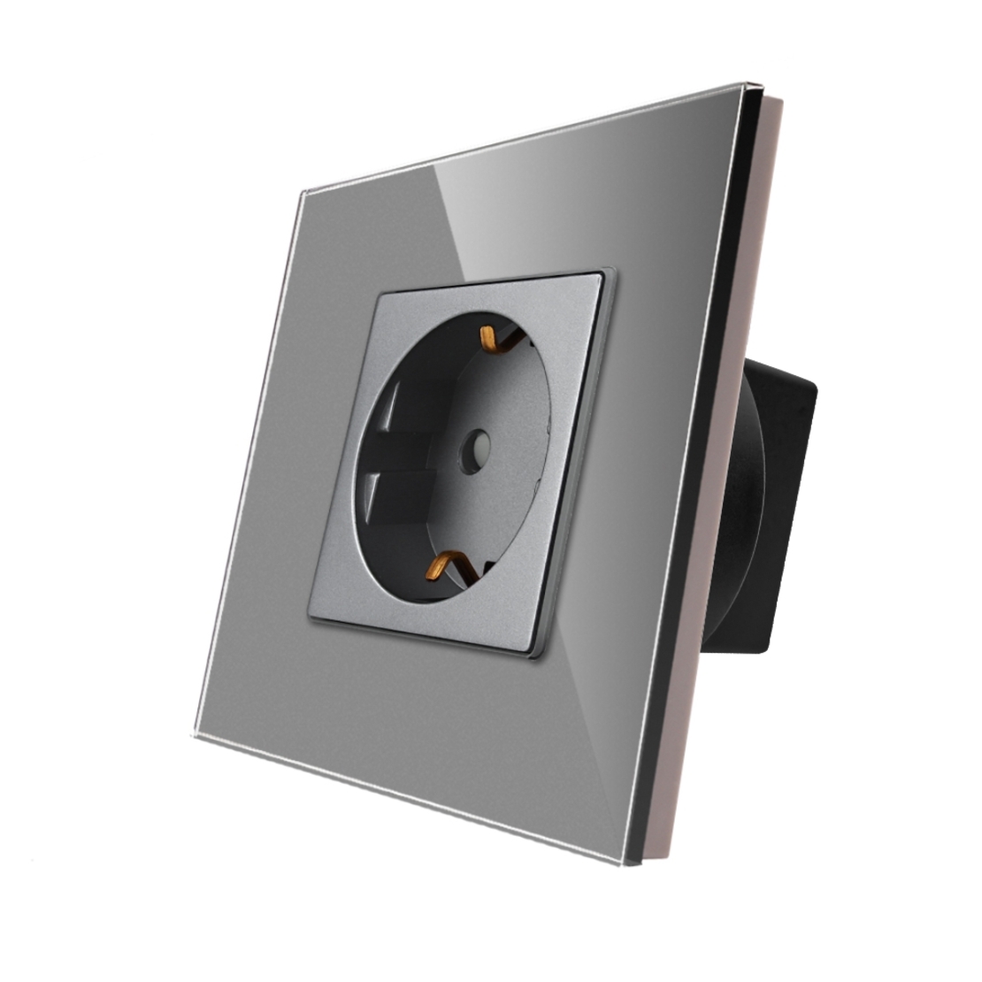 Priza Simpla LUXION cu Rama din Sticla, gri