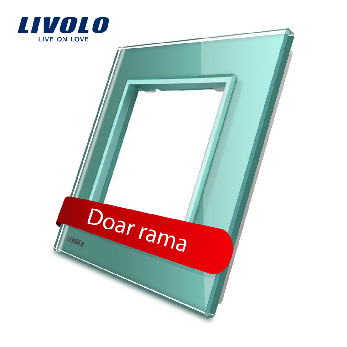 Rama priza simpla Livolo din sticla, verde