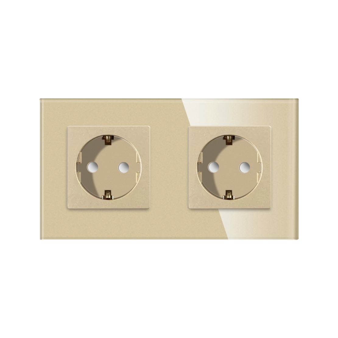 Priza Dubla cu Rama din Sticla LUXION, auriu