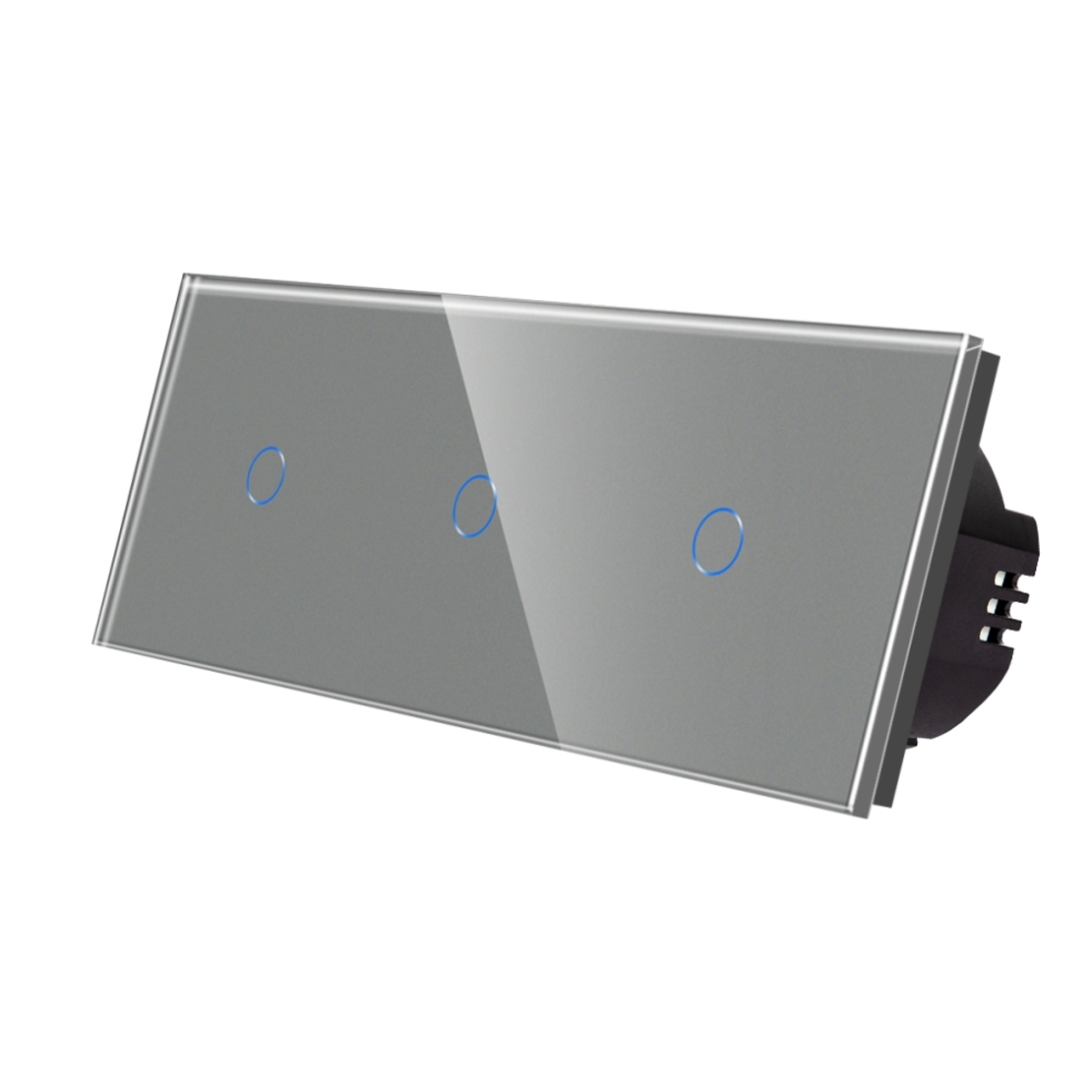 Intrerupator Simplu + Simplu + Simplu cu Touch din Sticla LUXION, gri