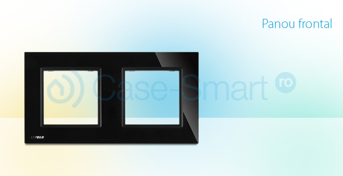 Rama priza dubla Livolo din sticla, negru