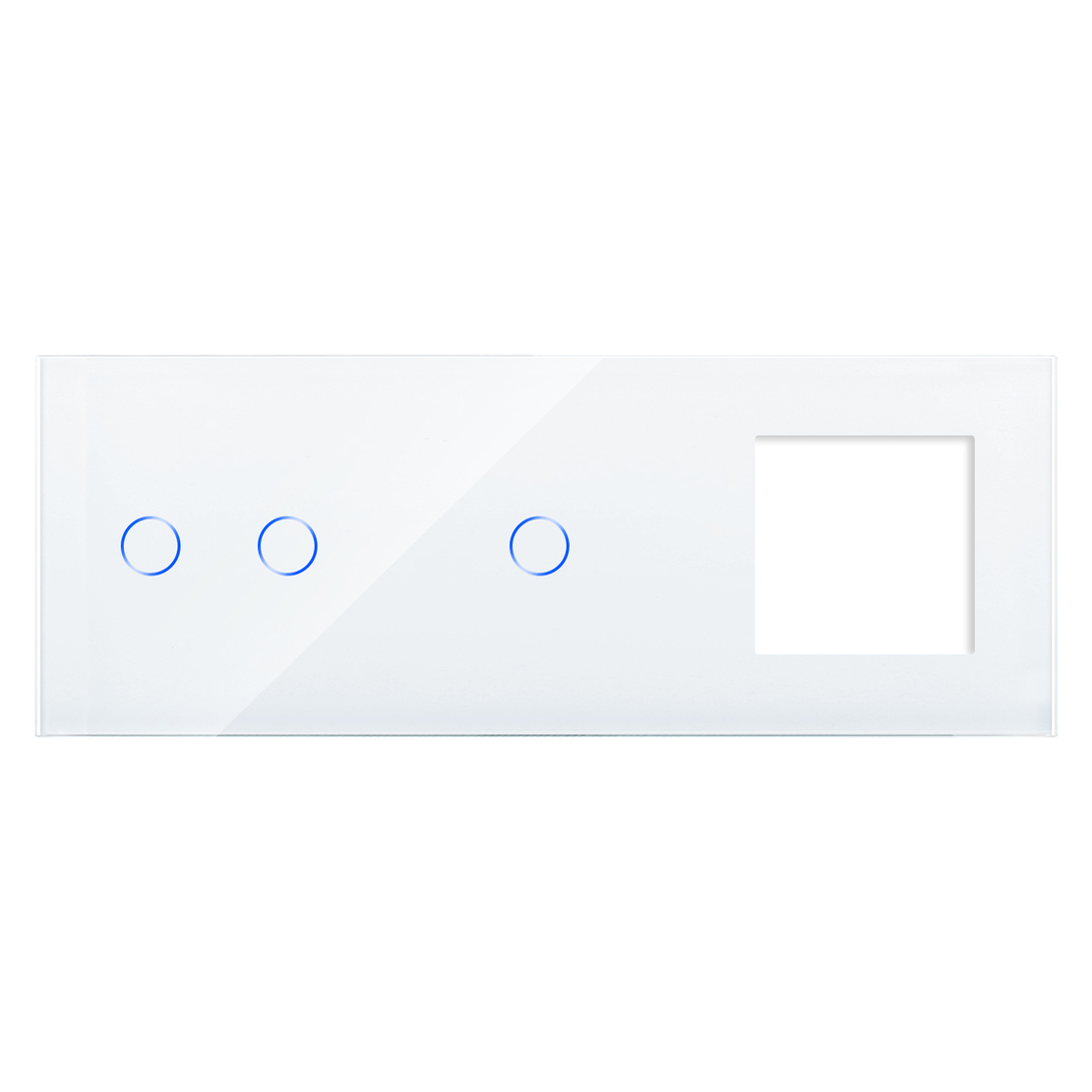 Panou Intrerupator Dublu + Simplu si Priza cu Touch din Sticla LUXION, alb