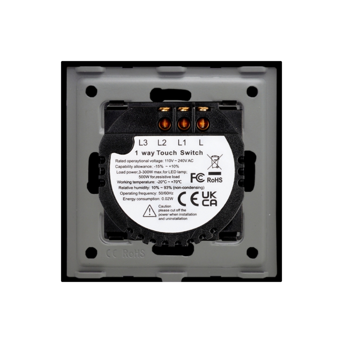 Intrerupator Dublu cu Touch din Sticla si Rama de Aluminiu LUXION, 500W, negru