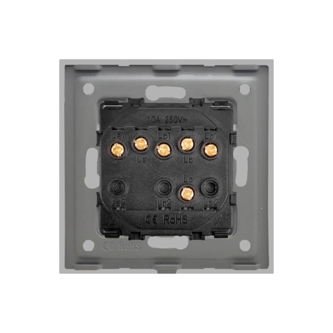 Intrerupator Triplu Mecanic LUXION cu Rama din Sticla, gri