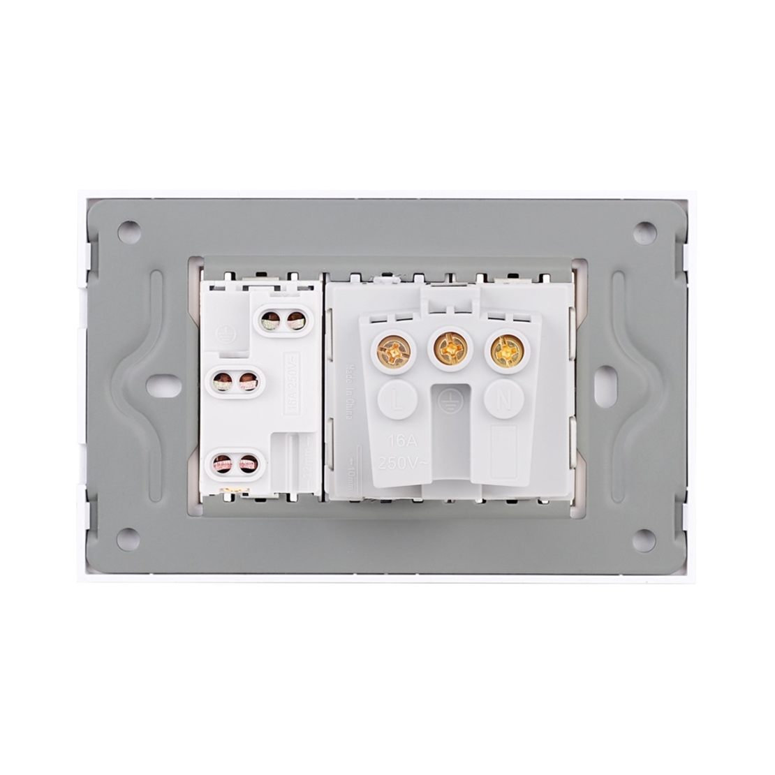 Priza Schuko + Universala Italiana cu Rama din Sticla LUXION, Standard Italian, 3M, auriu