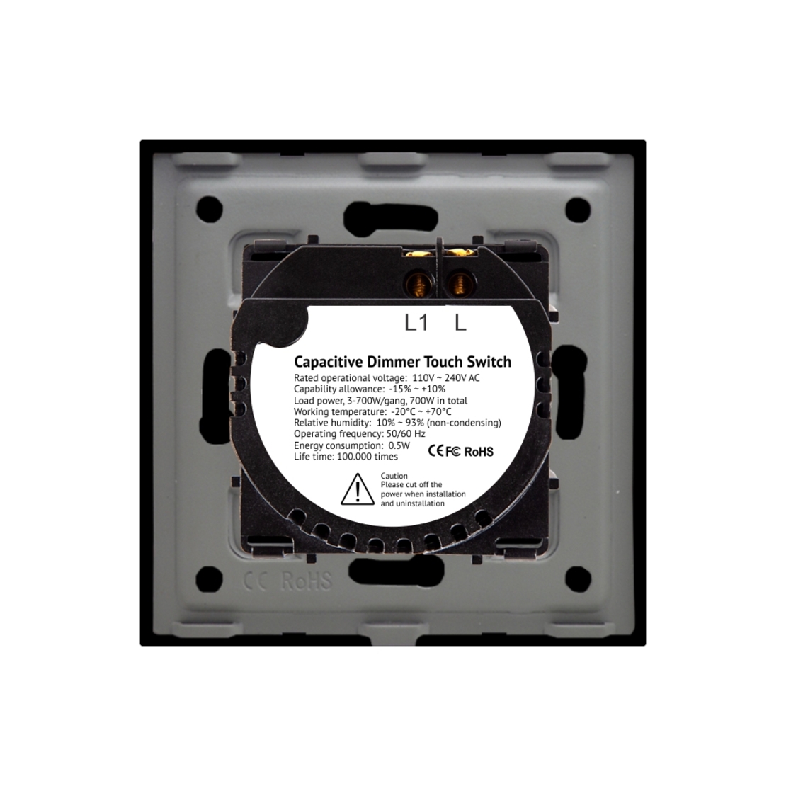 Intrerupator Simplu cu Variator cu Touch din Sticla  LUXION, negru