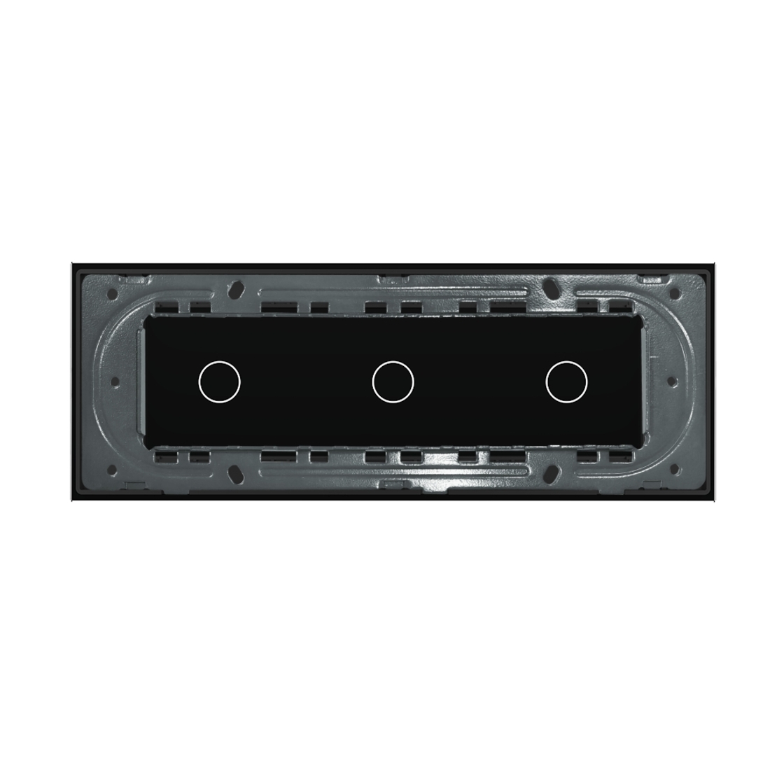 Panou Intrerupator Simplu + Simplu + Simplu cu Touch LIVOLO din Sticla, Standard Italian - 6/7M, negru