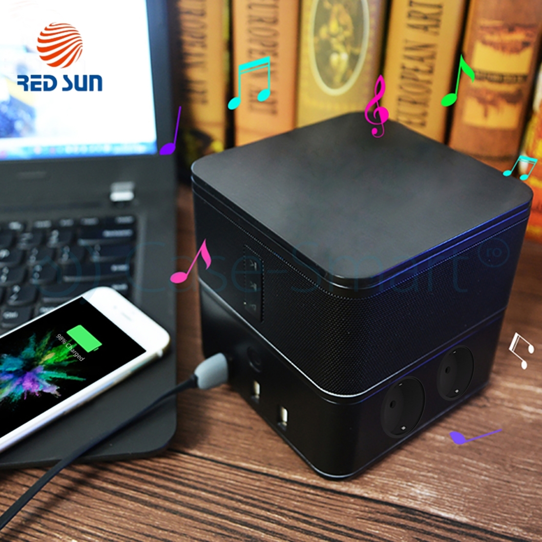 Boxa portabila cu lampa inteligenta Redsun RS-02EU-SP, Functie de baterie externa, Incarcator Wireless, Bluetooth