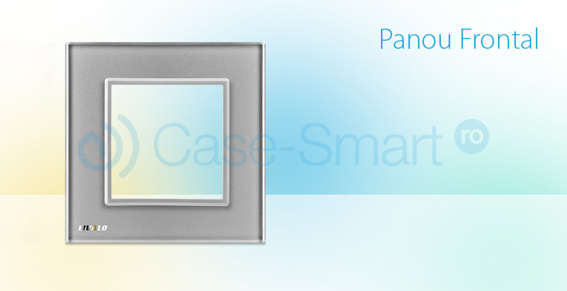 Rama priza simpla Livolo din sticla, gri