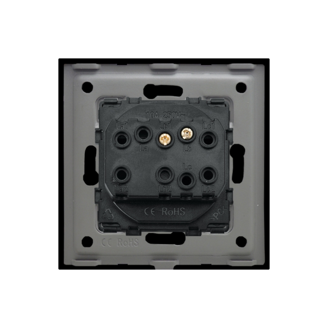 Intrerupator Simplu Mecanic cu Reset / Revenire LUXION cu Rama din Sticla, negru