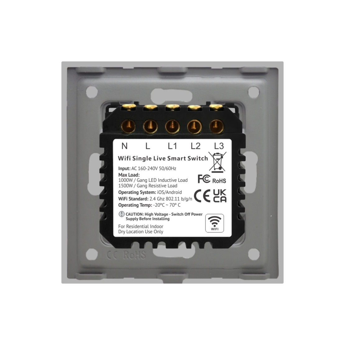 Intrerupator Triplu Wi-Fi cu Touch din Sticla LUXION, gri