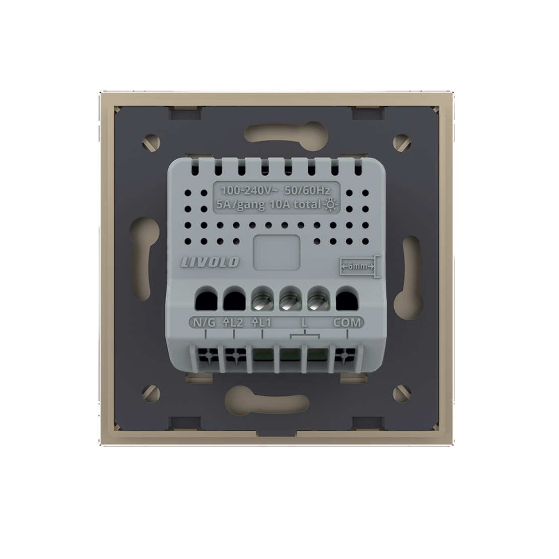 Intrerupator Simplu cu Touch LIVOLO cu Rama din Sticla - Protocol ZigBee EC, auriu