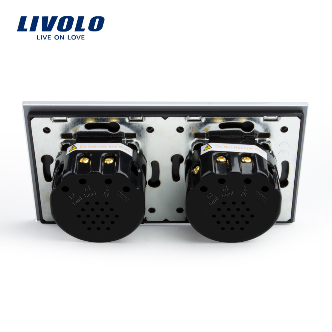 Intrerupator dublu + simplu cu touch Livolo din sticla, negru