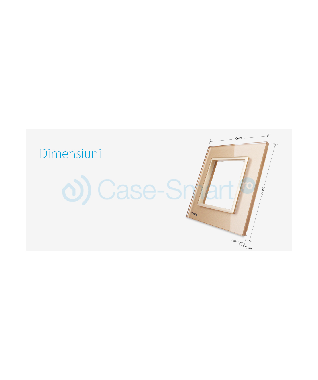 Rama priza simpla Livolo din sticla, auriu