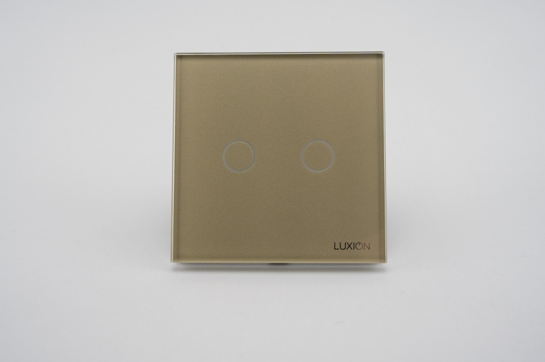 Intrerupator Dublu cu Touch din Sticla LUXION, 500W, auriu