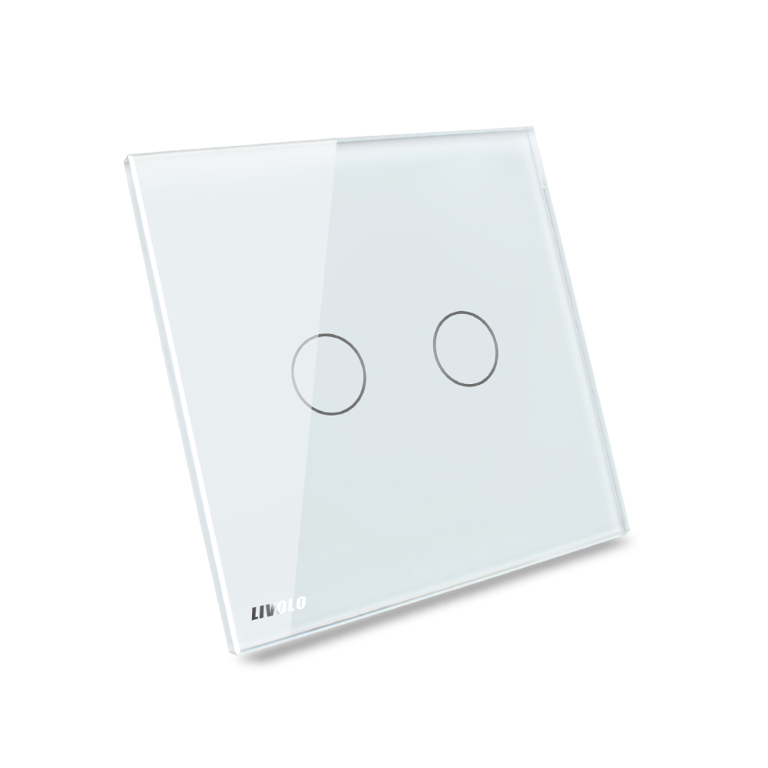 Panou intrerupator dublu cu touch Livolo din sticla, alb