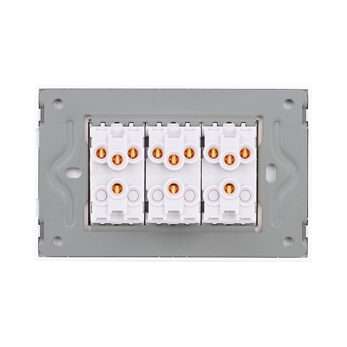 Intrerupator Mecanic 6 Posturi LUXION cu Rama din Sticla, Standard Italian, 3M, alb