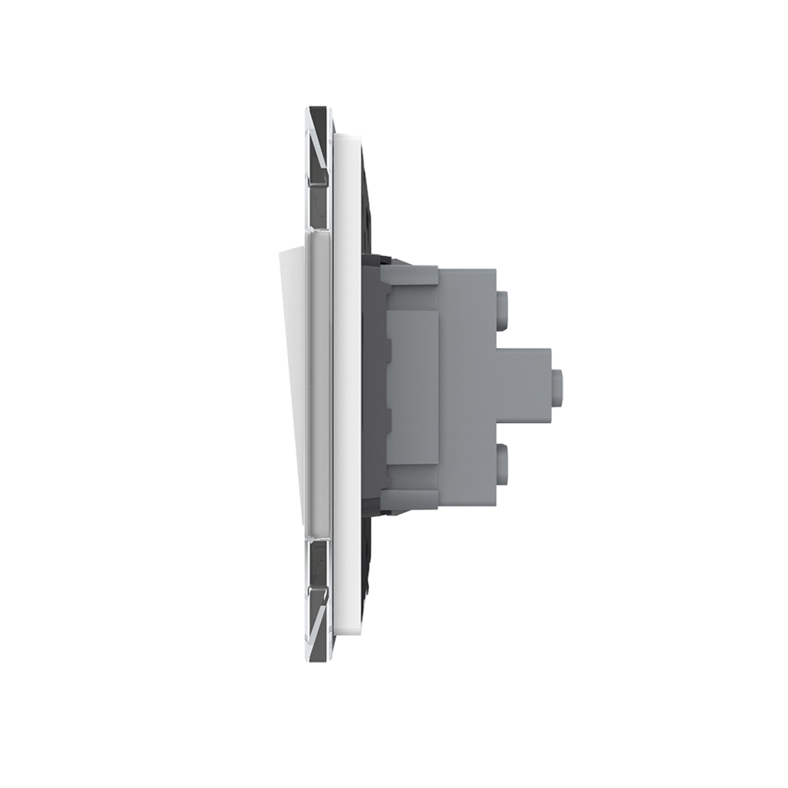 Intrerupator Dublu Mecanic Cap Scara LIVOLO cu Rama din Sticla - Serie Noua, alb