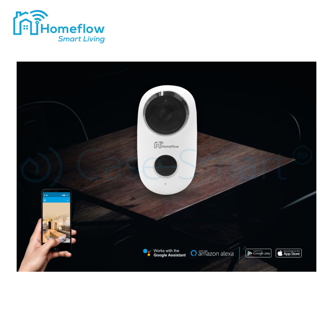 Camera de supraveghere inteligenta Wireless Homeflow C-6002, Comunicare bidirectionala, Detectie miscare