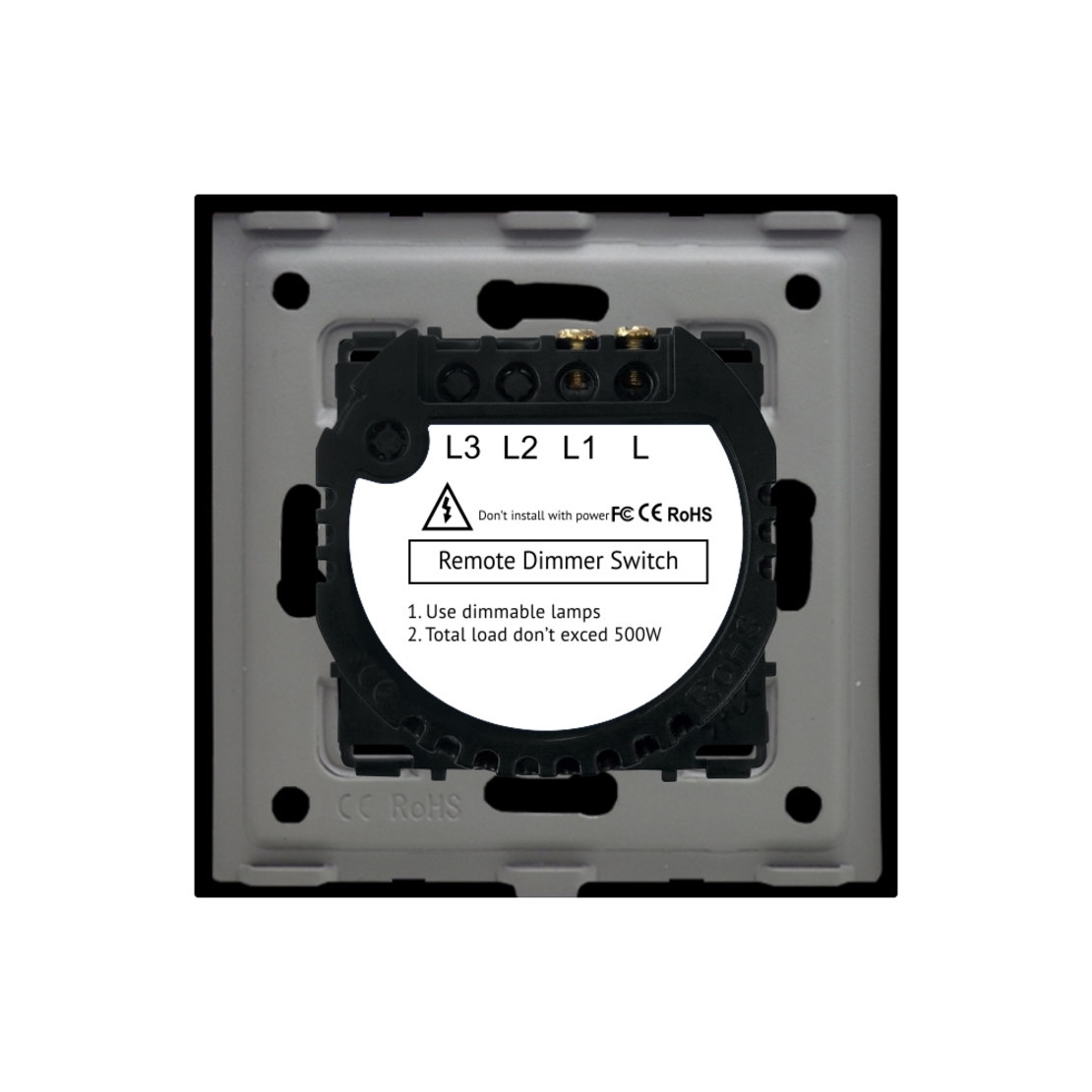 Intrerupator Simplu cu Variator cu Touch din Sticla si Rama de Aluminiu LUXION, RF433, negru