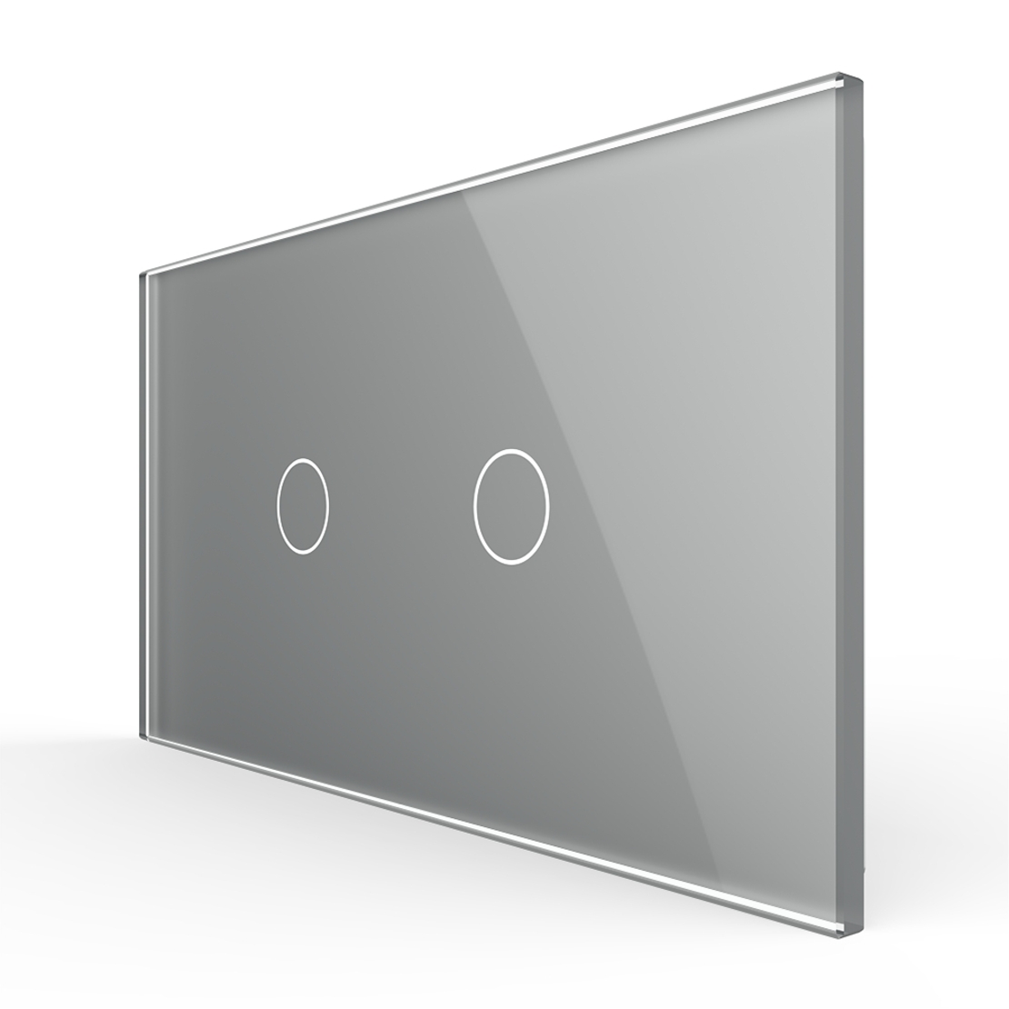 Intrerupator Simplu + Simplu cu Touch LIVOLO cu Rama Din Sticla, Standard Italian, 4M, gri