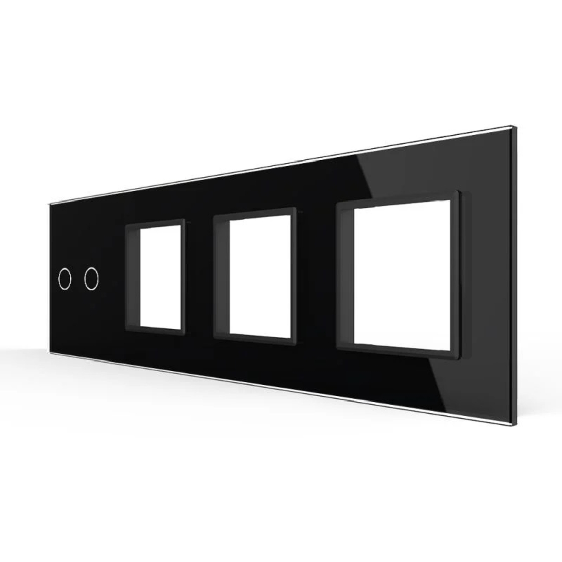 Panou Intrerupator Dublu + 3 Prize LIVOLO din Sticla, Standard German, negru