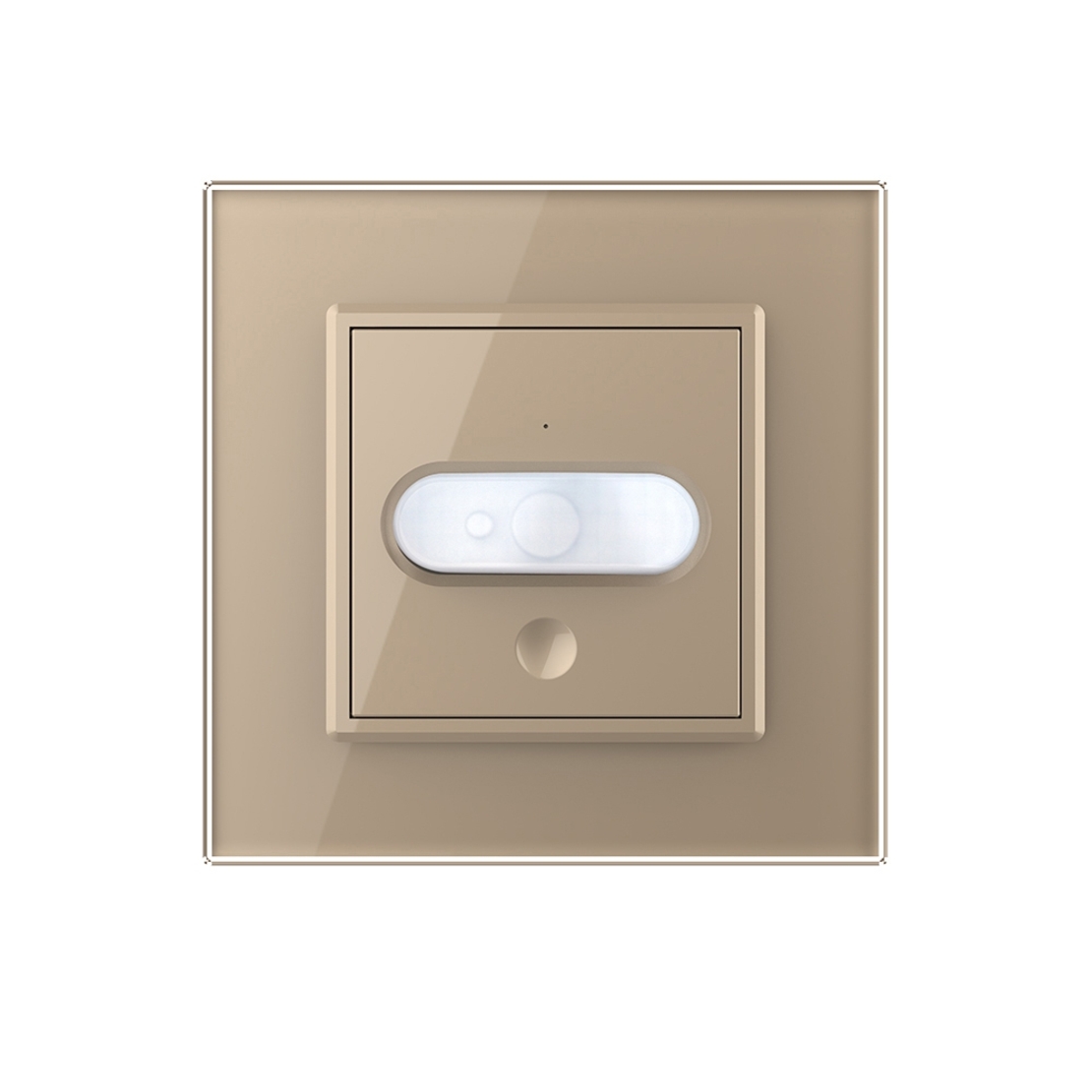 Intrerupator senzor de miscare PIR Livolo cu rama din sticla, auriu