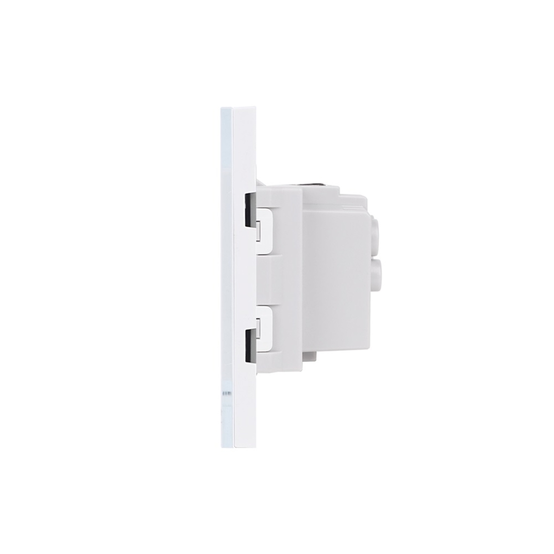 Priza Dubla cu Rama din Sticla LUXION, Standard Italian, 4M, alb