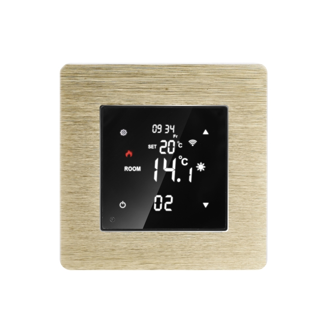 Termostat Wi-Fi pentru incalzirea electrica LUXION cu Rama din Aluminiu, auriu