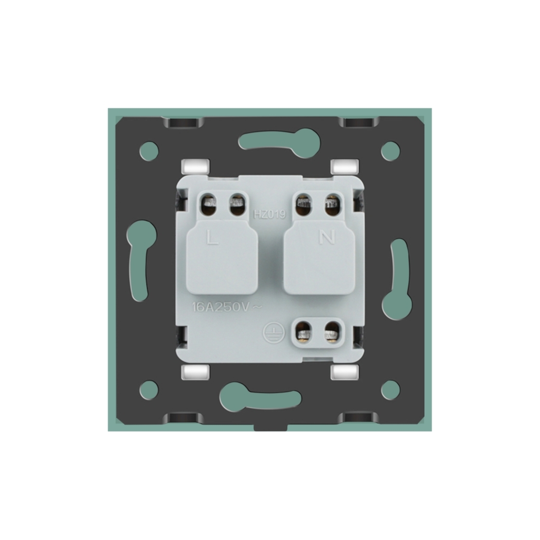 Priza simpla Livolo cu rama din sticla, verde