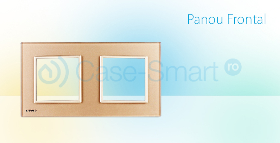 Rama priza dubla Livolo din sticla, auriu